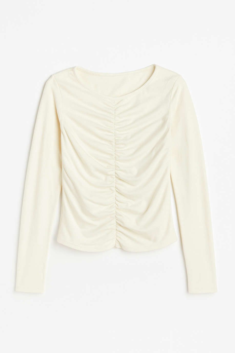 Картинка Лонгслів із декоративними збірками білий